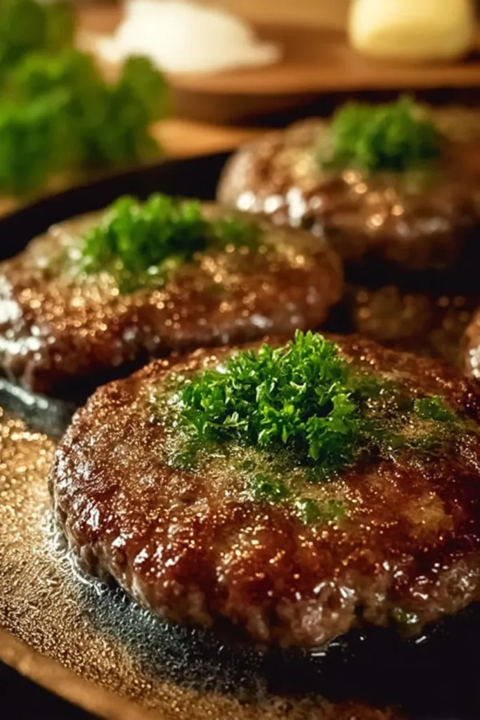 Amish Hamburger Steak Bake served with sides on a rustic table.