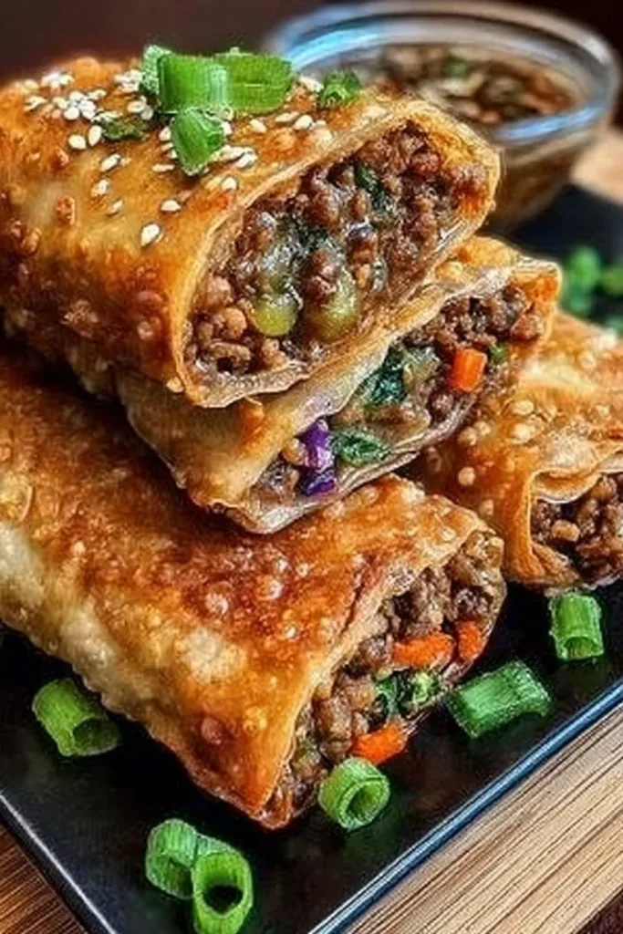 Crispy air fryer egg rolls with a golden brown exterior