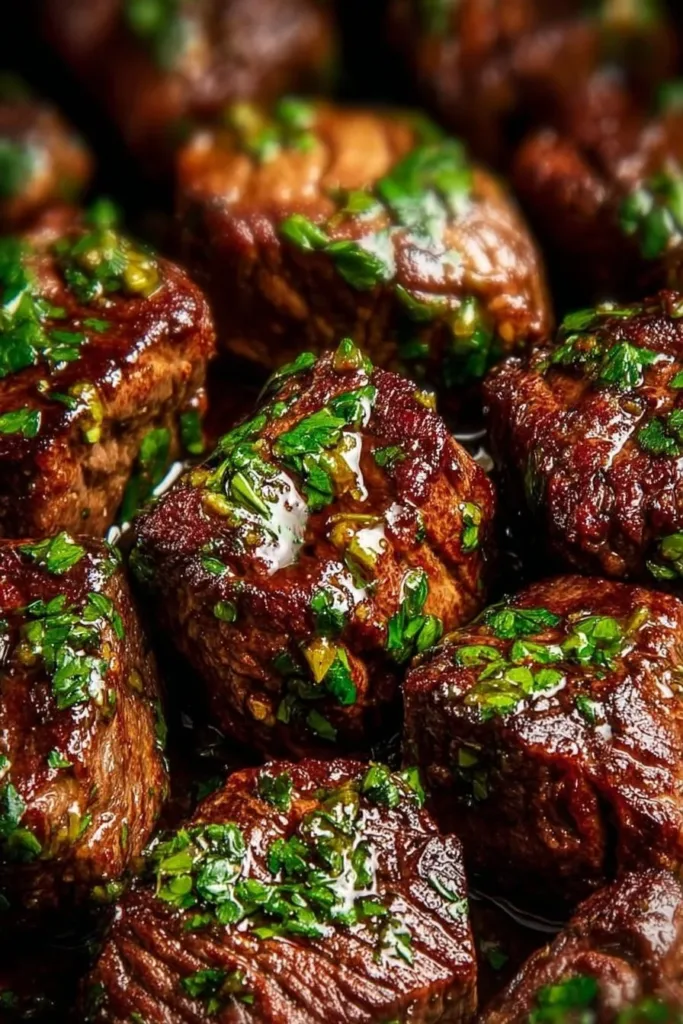Delicious garlic butter steak bites served on a plate