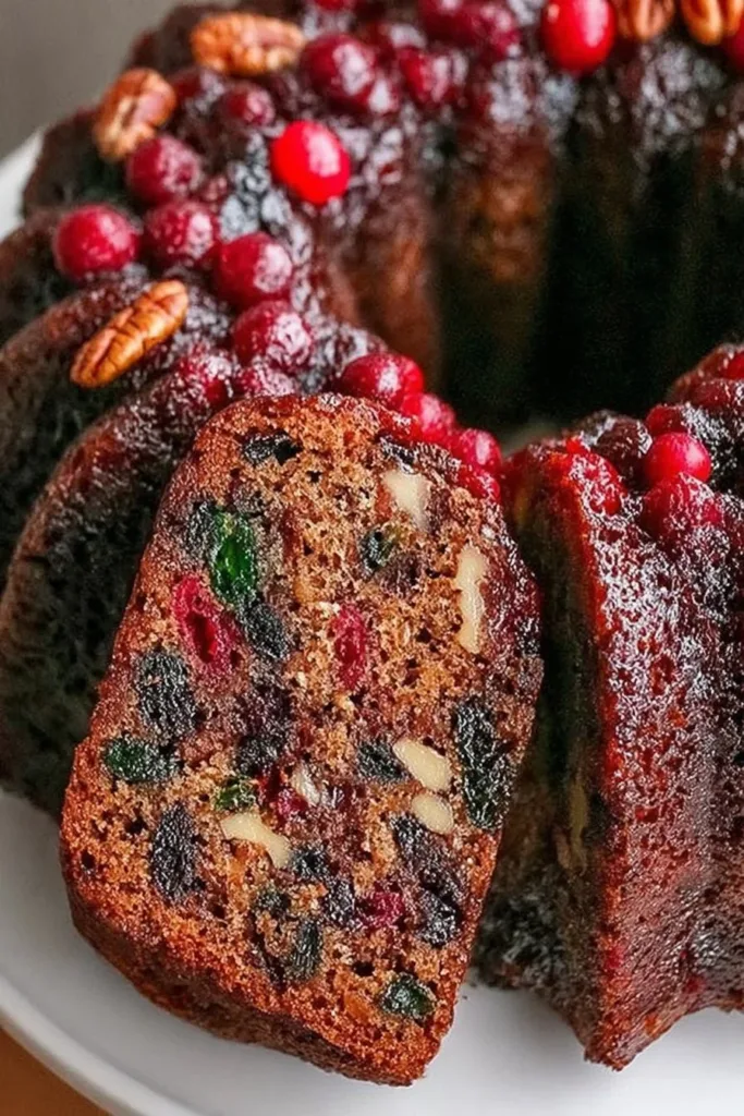 Delicious holiday fruit cake made with a mix of dried fruits and spices