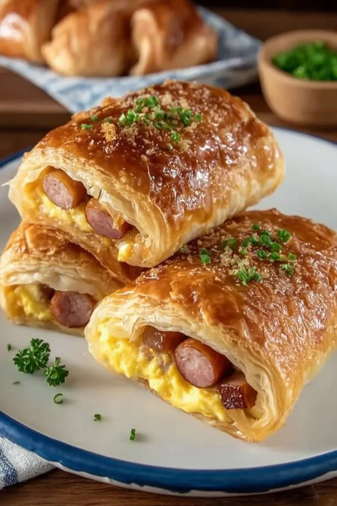 Delicious sausage egg breakfast roll-ups served on a plate