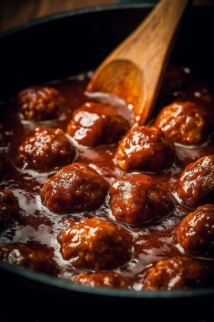 Slow Cooker Salisbury Steak Meatballs served with gravy and mashed potatoes