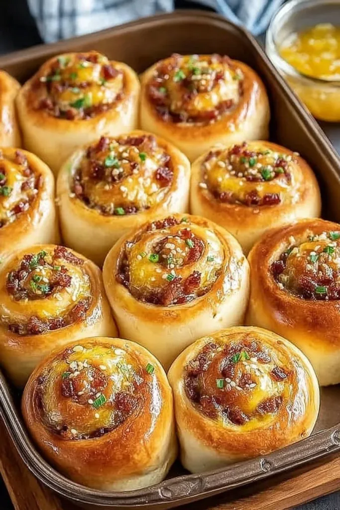Delicious soft and savory breakfast rolls served warm on a plate.