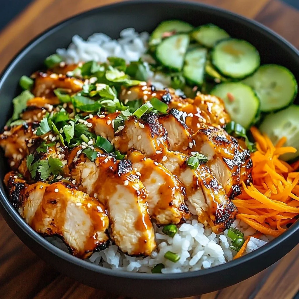 Bang Bang Chicken Bowl with crispy chicken, zesty sauce, and fresh vegetables