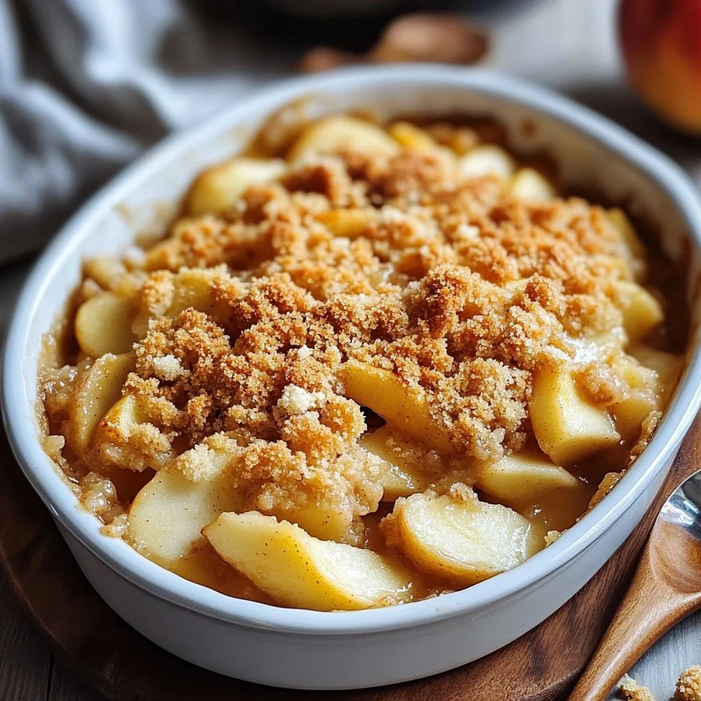 Delicious Classic Apple Crumble dessert with apples and crumble topping