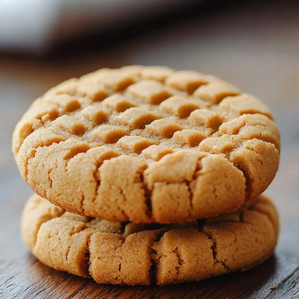 Batch of classic peanut butter cookies on a cooling rack