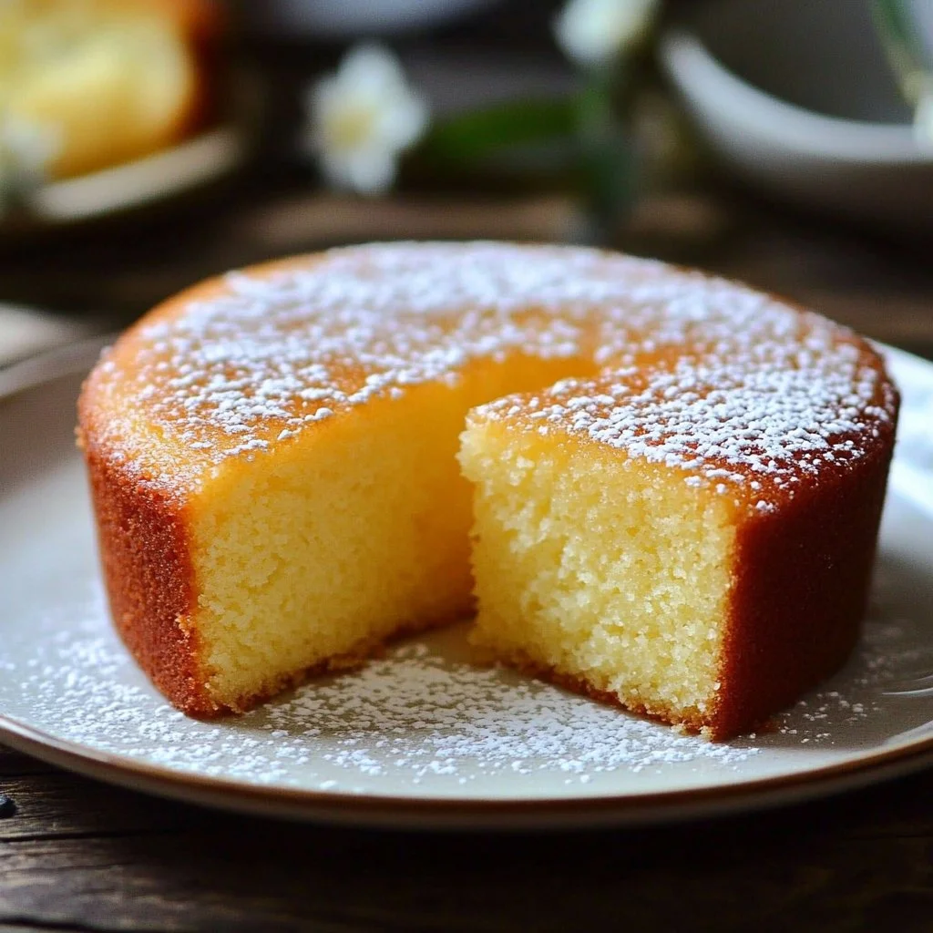 Delicious slice of French Butter Cake with a golden crust and rich texture