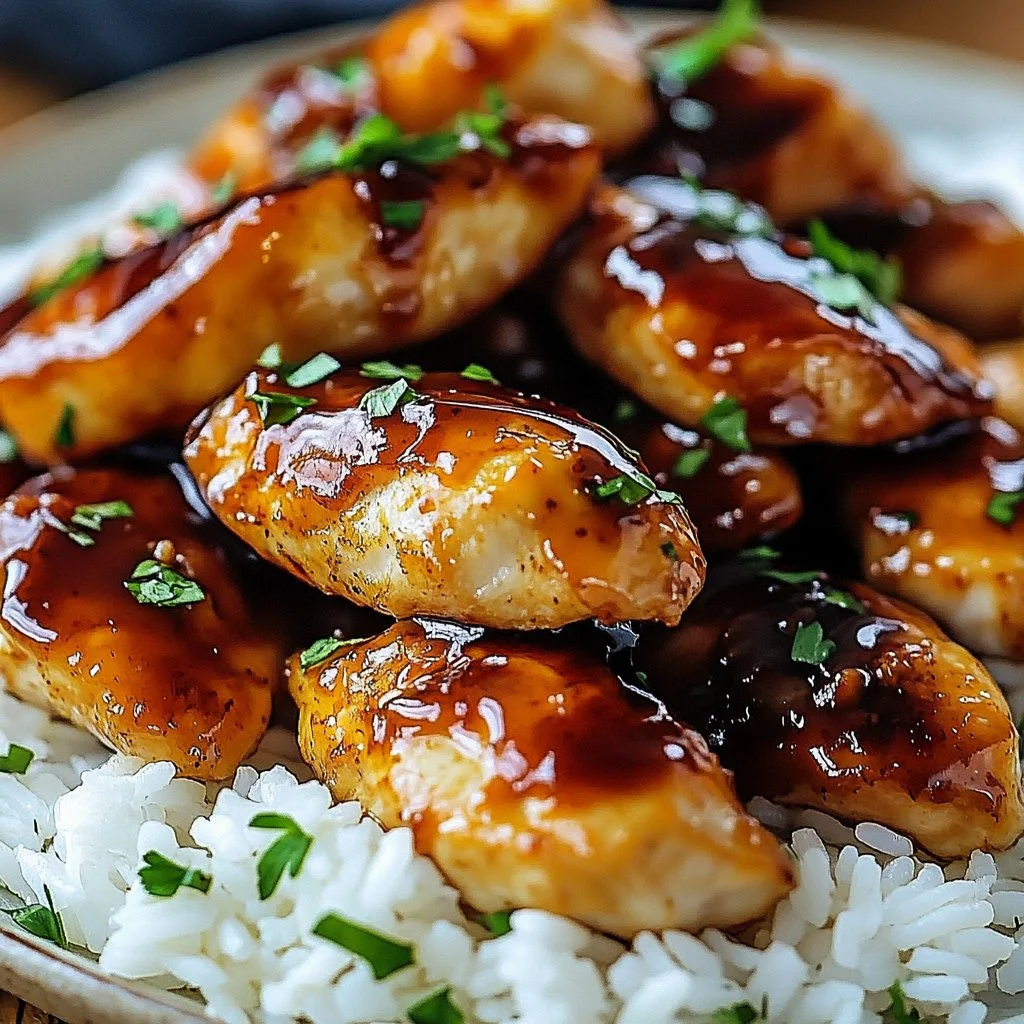 Honey Garlic Chicken Breasts served with vegetables on a plate