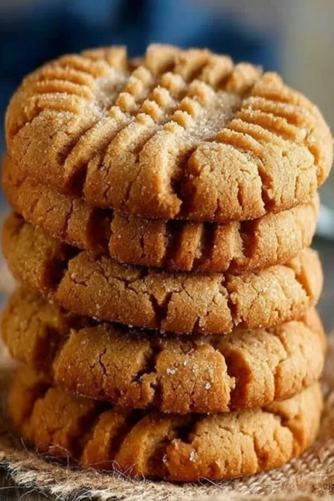 Freshly baked peanut butter cookies on a plate, ready to be enjoyed.