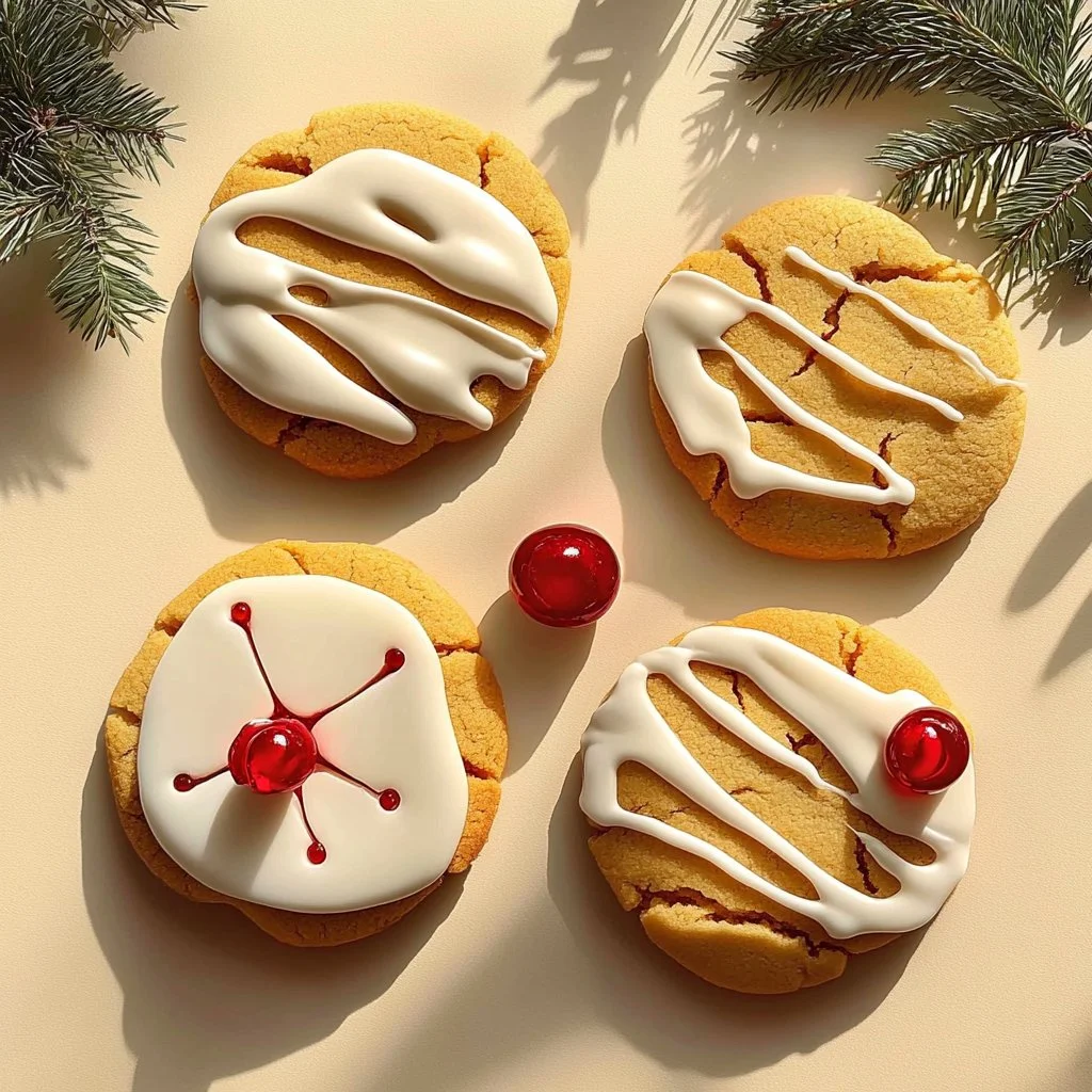 Soft gingerbread cookies decorated with icing on a festive plate