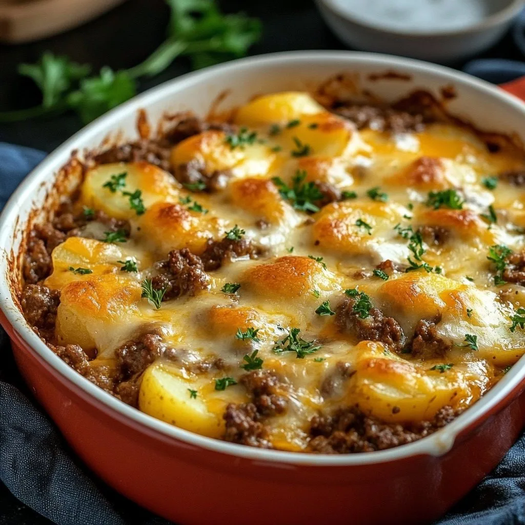 Cheesy Ground Beef & Potato Casserole 1 Cheesy Ground Beef & Potato Casserole