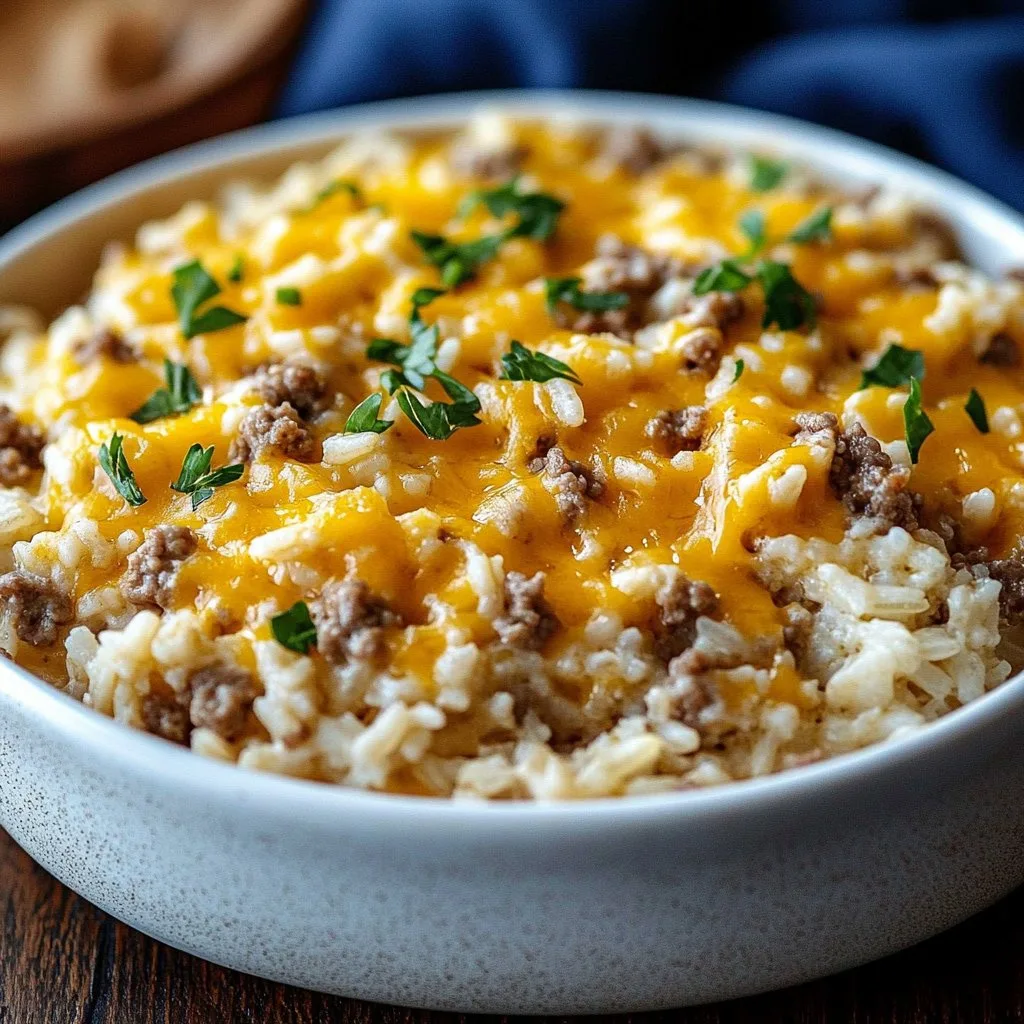 Cheesy Ground Beef and Rice Casserole