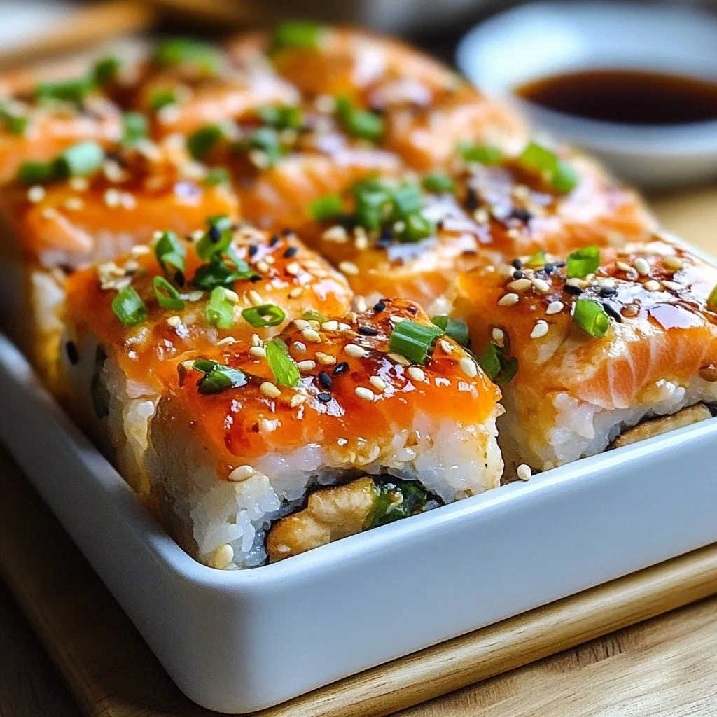 Spicy Salmon Sushi Bake 1 Spicy Salmon Sushi Bake
