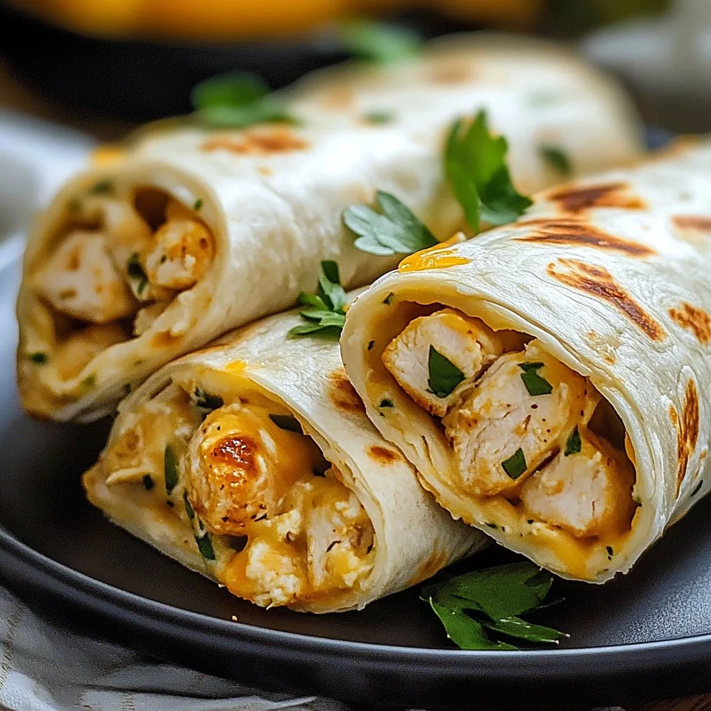 Cheesy Garlic Chicken Wraps