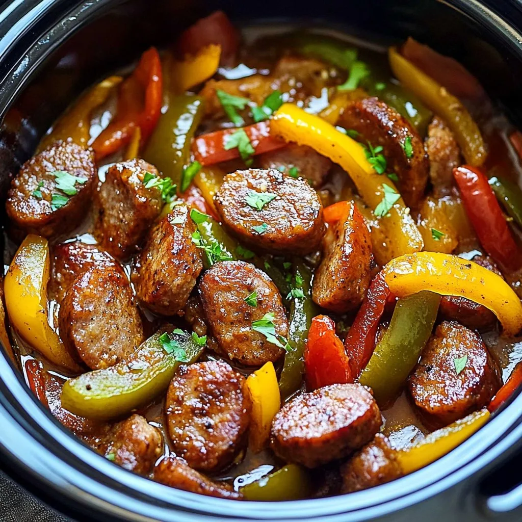 Crockpot Sausage and Peppers 1 Easy Crockpot Sausage and Peppers