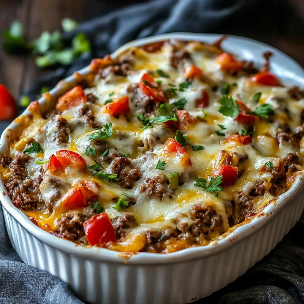 Low Carb Philly Cheesesteak Casserole