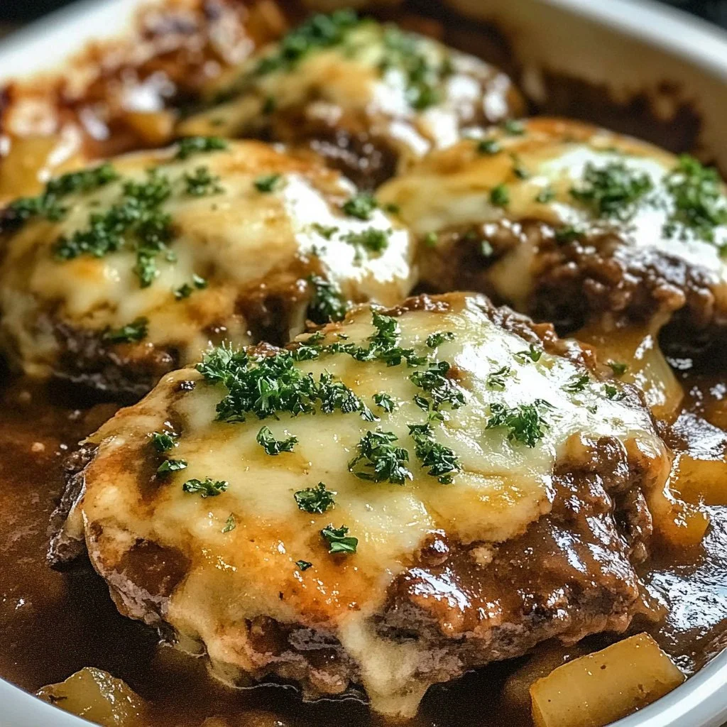 Delicious Amish Hamburger Steak Bake served with sides