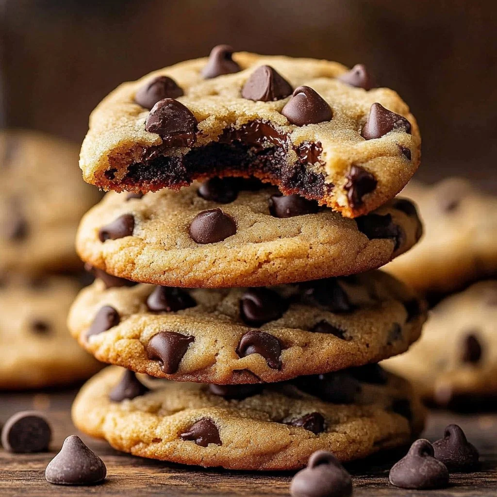 Freshly baked chocolate chip cookies on a cooling rack