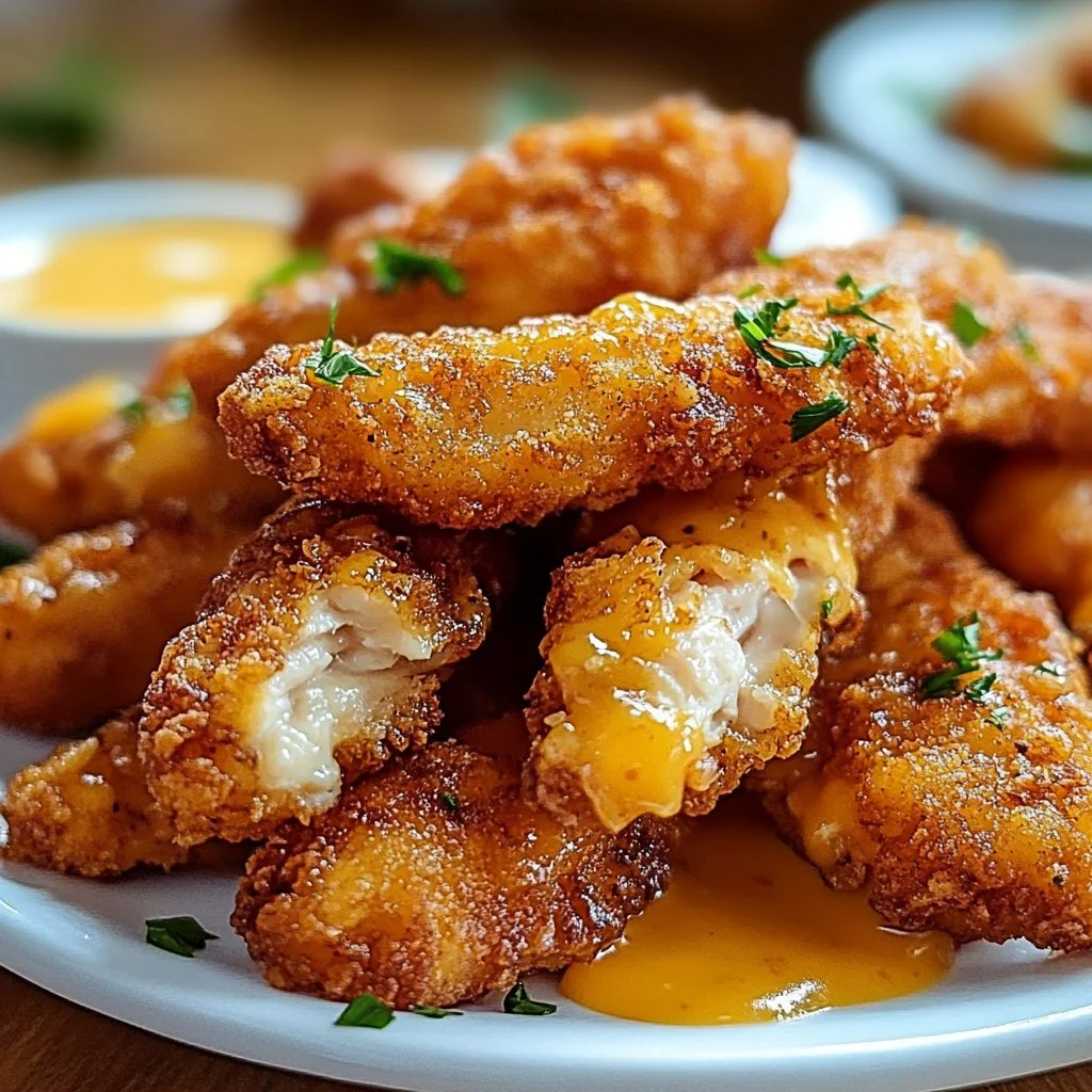 Delicious Crack Chicken Tenders served with a side of dipping sauce
