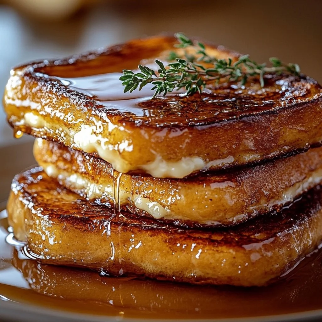 Decadent crème brûlée French toast topped with caramelized sugar crust