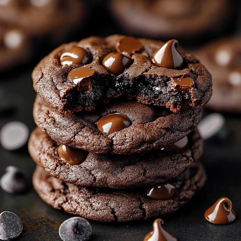 Delicious double chocolate cookies with rich chocolate chips