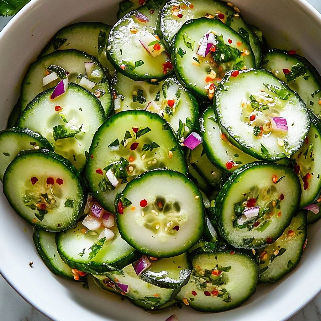 Flavor-packed cucumber salad bowl with fresh ingredients