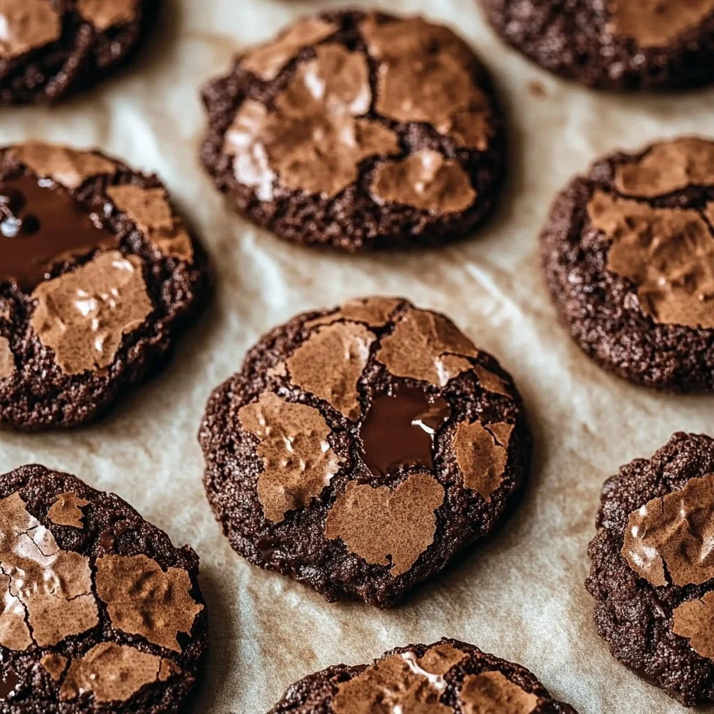 Freshly baked gourmet brownie cookies with rich chocolate and chewy texture.