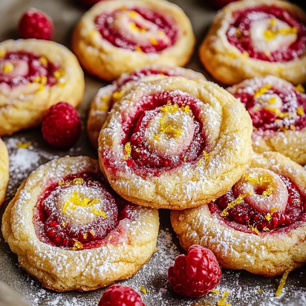 Lemon Raspberry Cookies with fresh raspberries and lemon zest on a plate