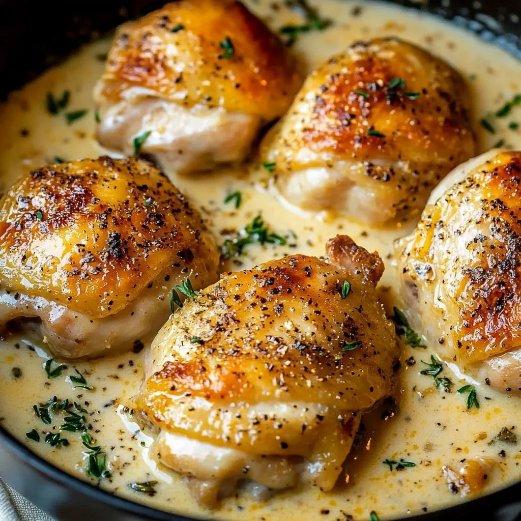 Creamy Oven Baked Chicken Thighs
