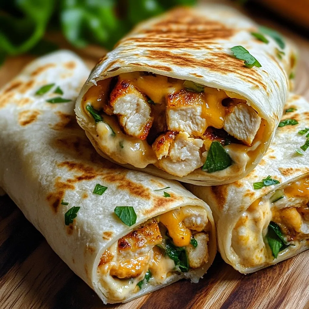 Cheesy Garlic Chicken Wraps