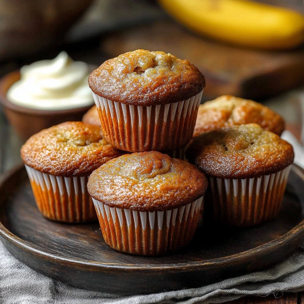 Freshly baked quick banana muffins on a cooling rack