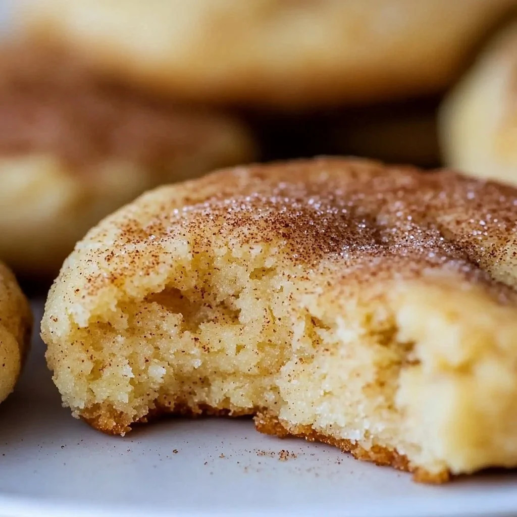 Freshly baked snickerdoodle cookies topped with cinnamon sugar