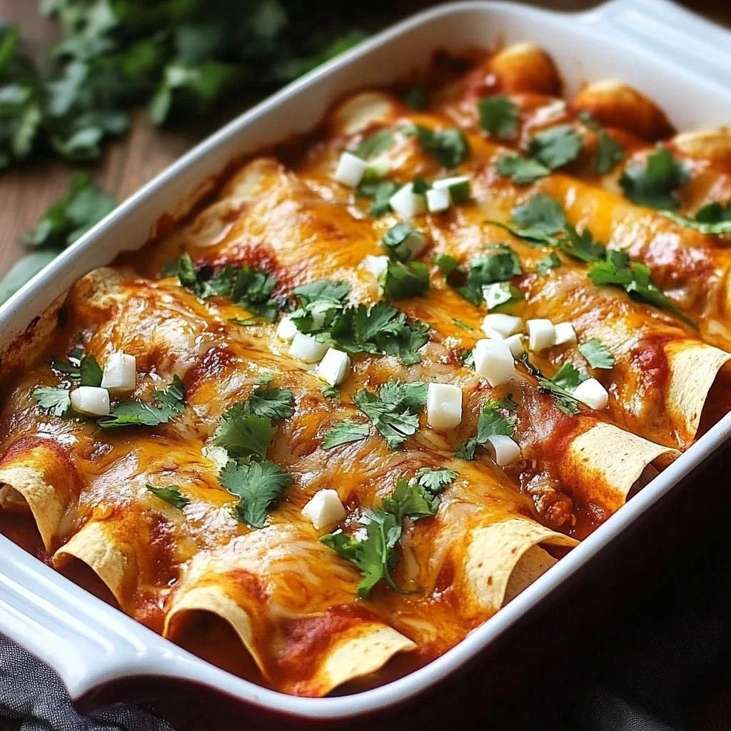 Delicious ultimate chicken enchiladas served with toppings