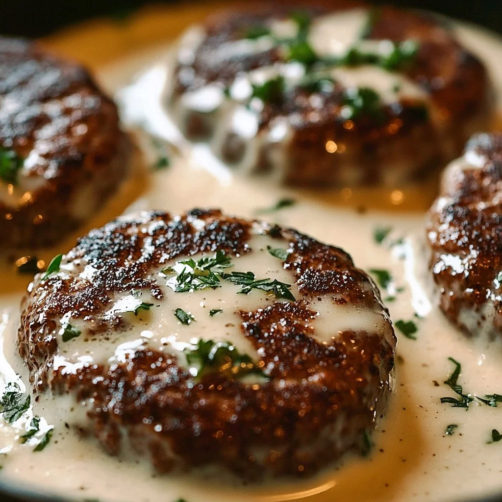 Amish Hamburger Steak Bake served with sides on a rustic table