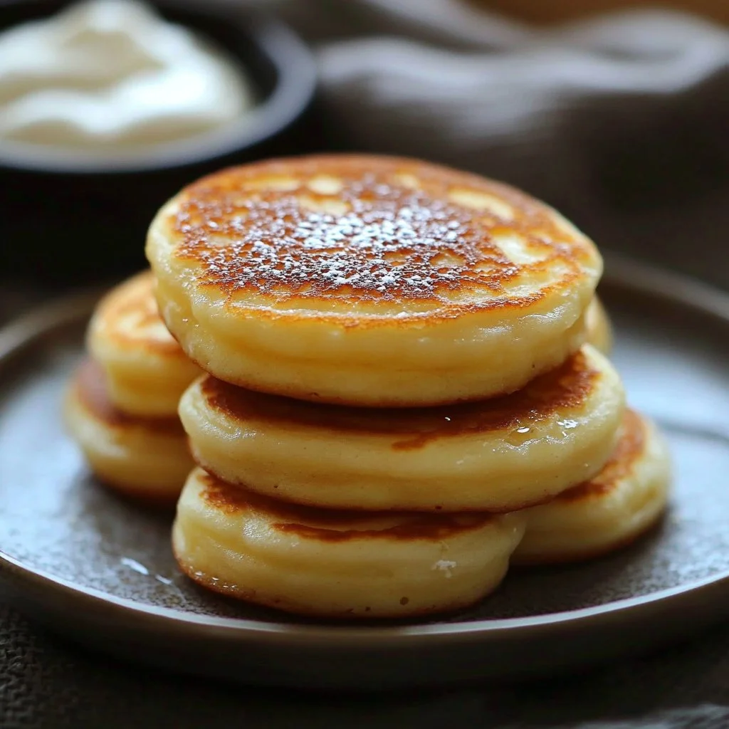 Delicious breakfast pancake poppers served with syrup on a plate