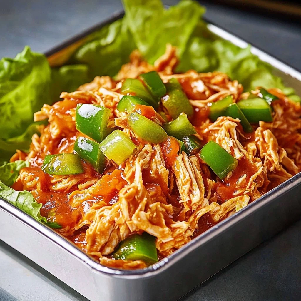 Buffalo Chicken Lettuce Wraps with fresh ingredients and spicy sauce