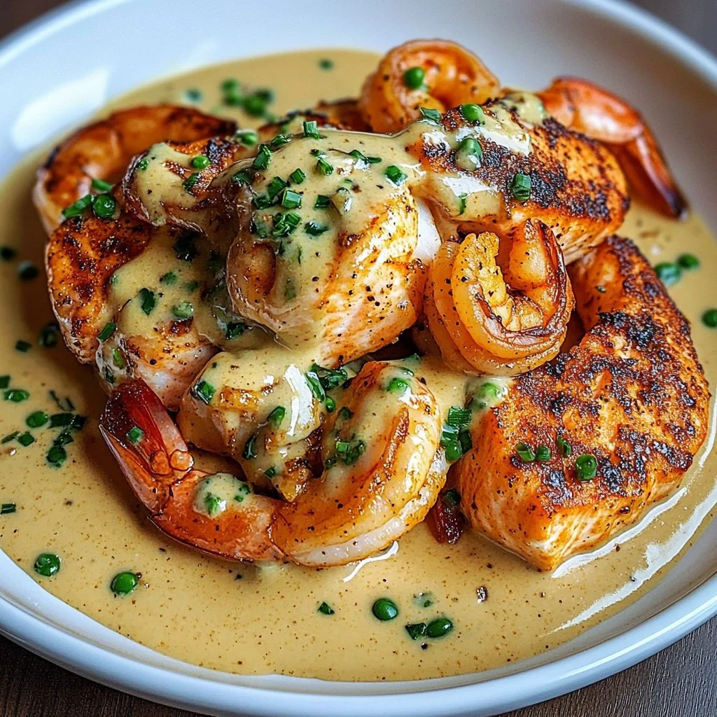 Cajun Shrimp and Salmon with Garlic Sauce 1 Cajun Shrimp and Salmon with Garlic Cream Sauce