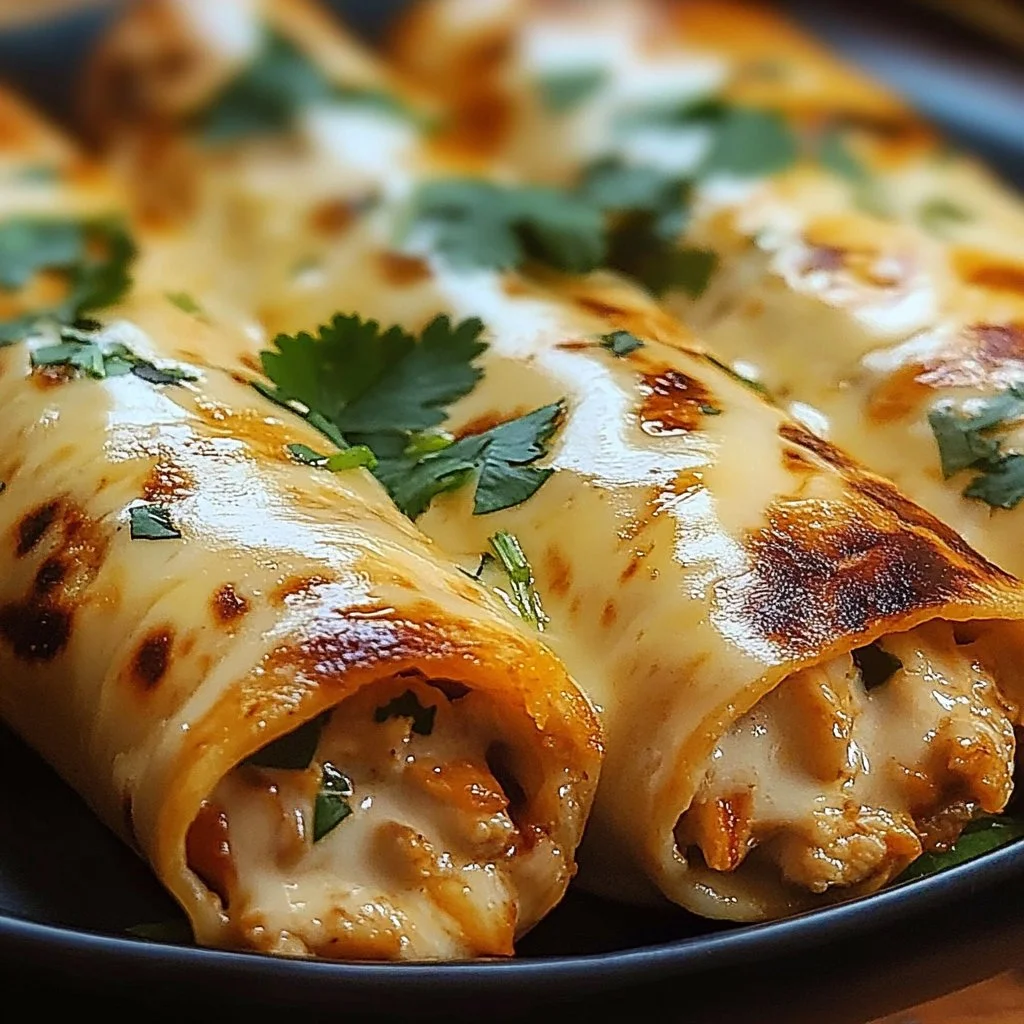 Delicious cheesy garlic chicken wraps served on a plate with fresh ingredients
