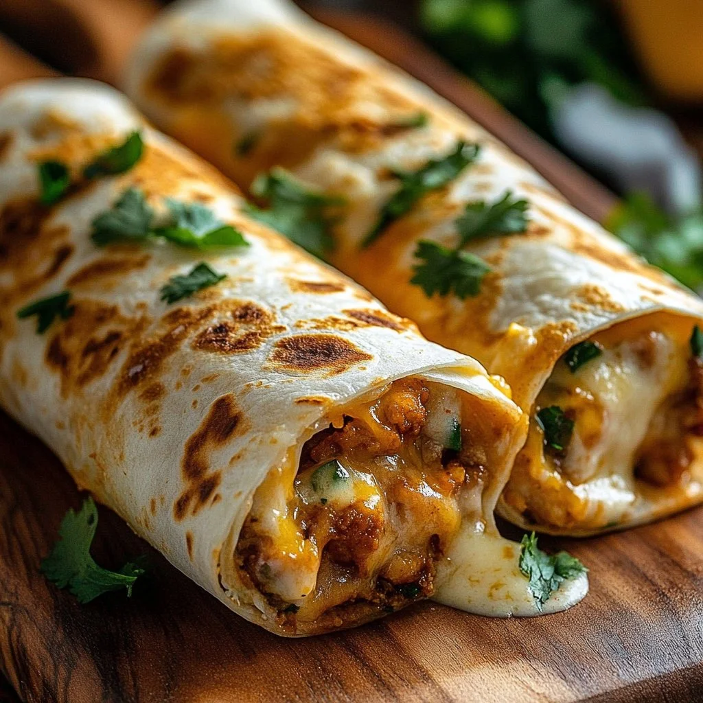 Delicious Cheesy Garlic Chicken Wraps filled with melted cheese and garlic flavor