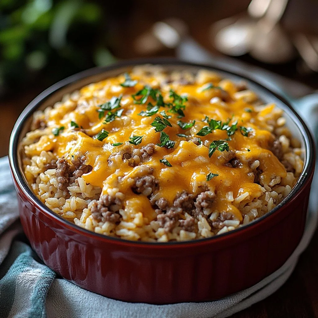 Cheesy Hamburger Rice Casserole 1 Cheesy Hamburger Rice Casserole