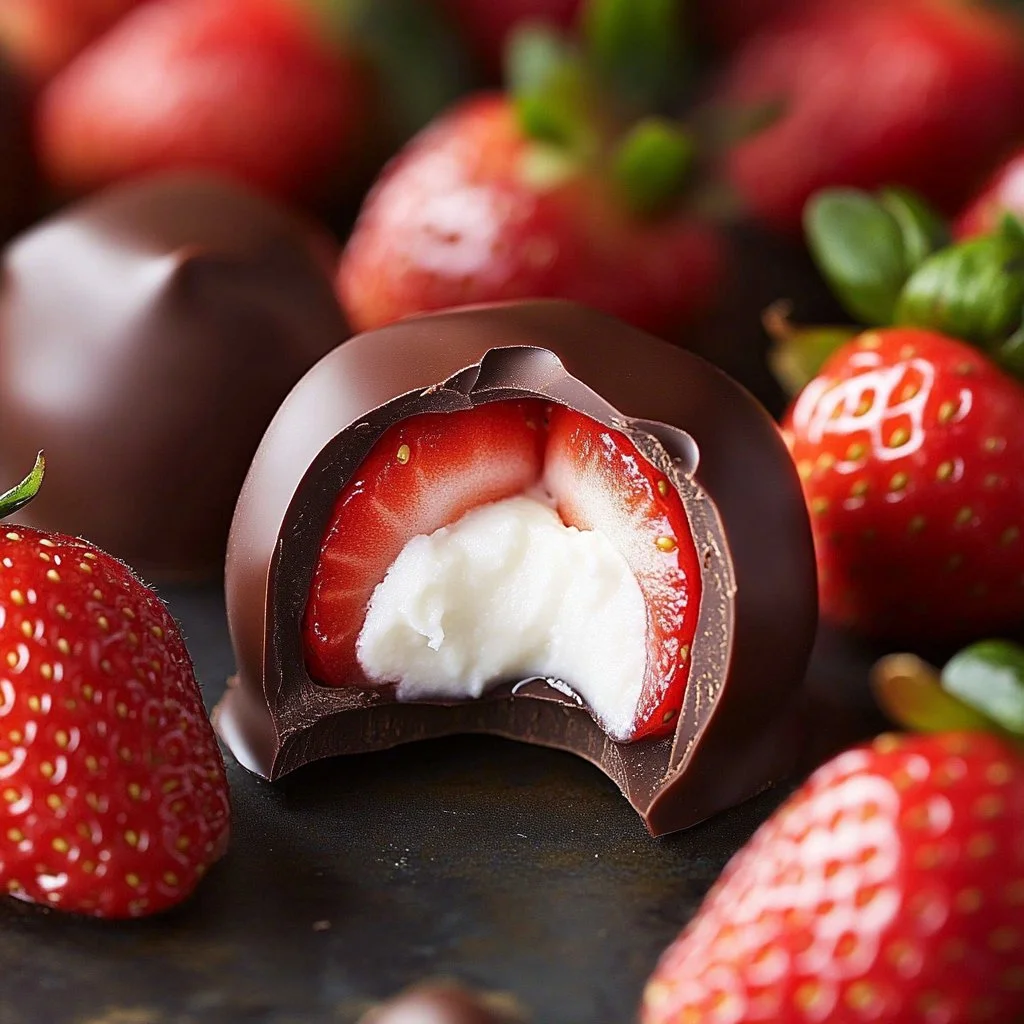 Chocolate strawberry yogurt clusters with creamy yogurt and fresh strawberries