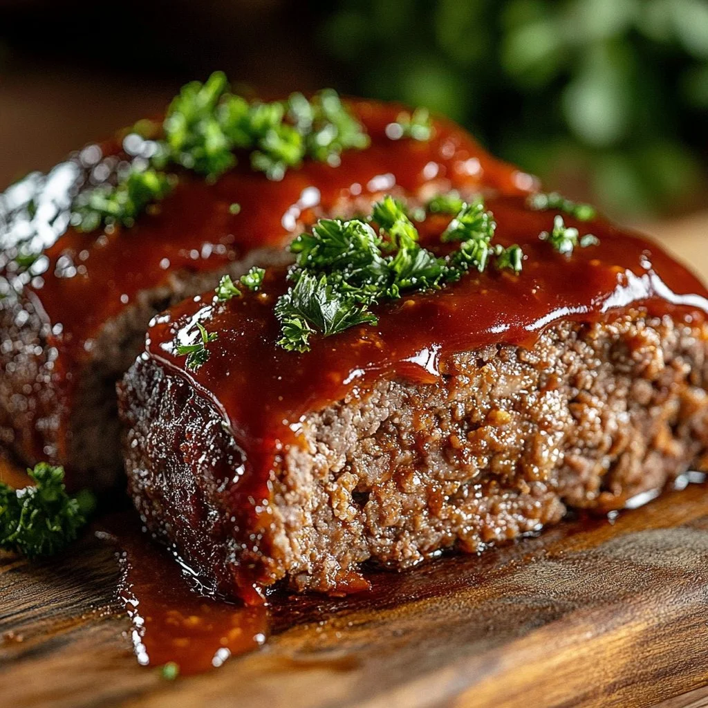 Classic meatloaf served with mashed potatoes and vegetables