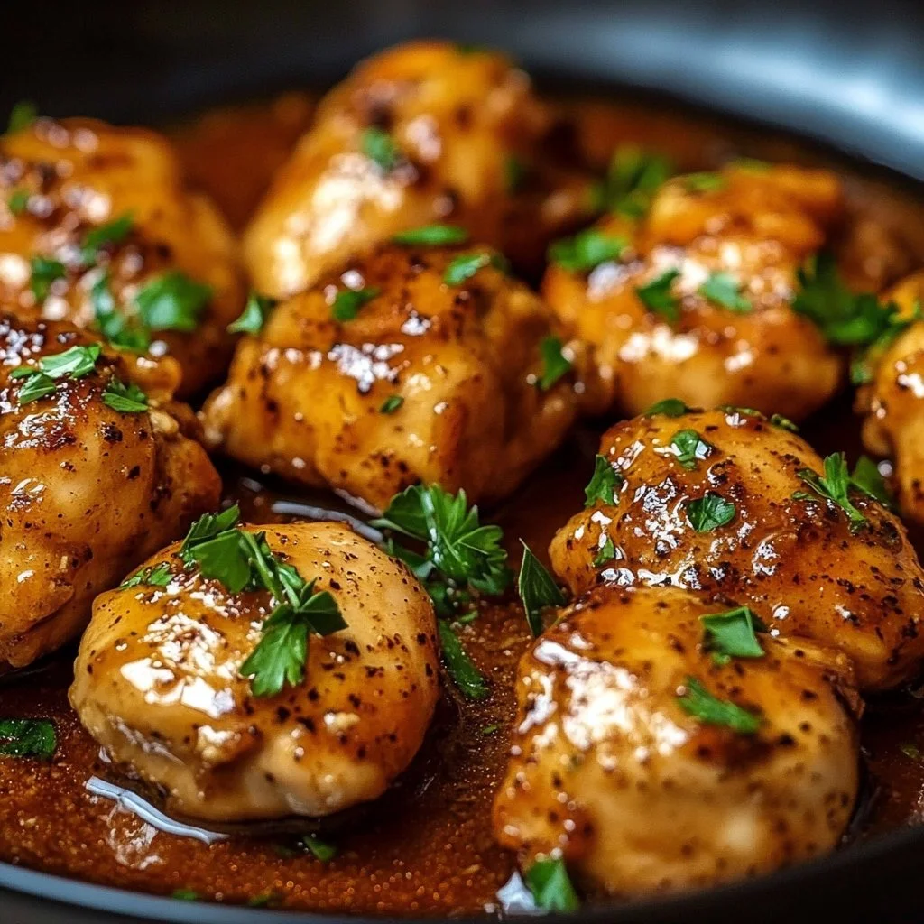 Delicious Cowboy Butter Chicken served with rice and garnished with herbs.