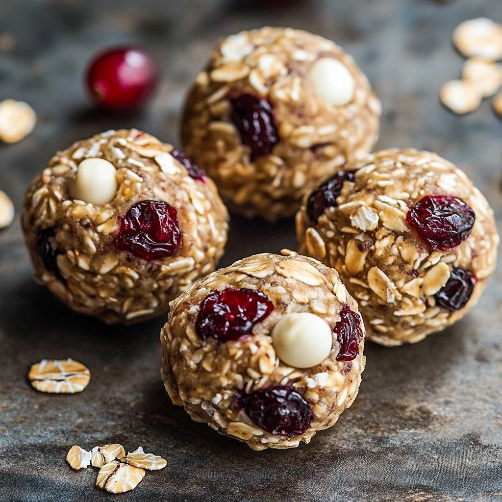A bowl of homemade cranberry energy balls made with nuts and seeds
