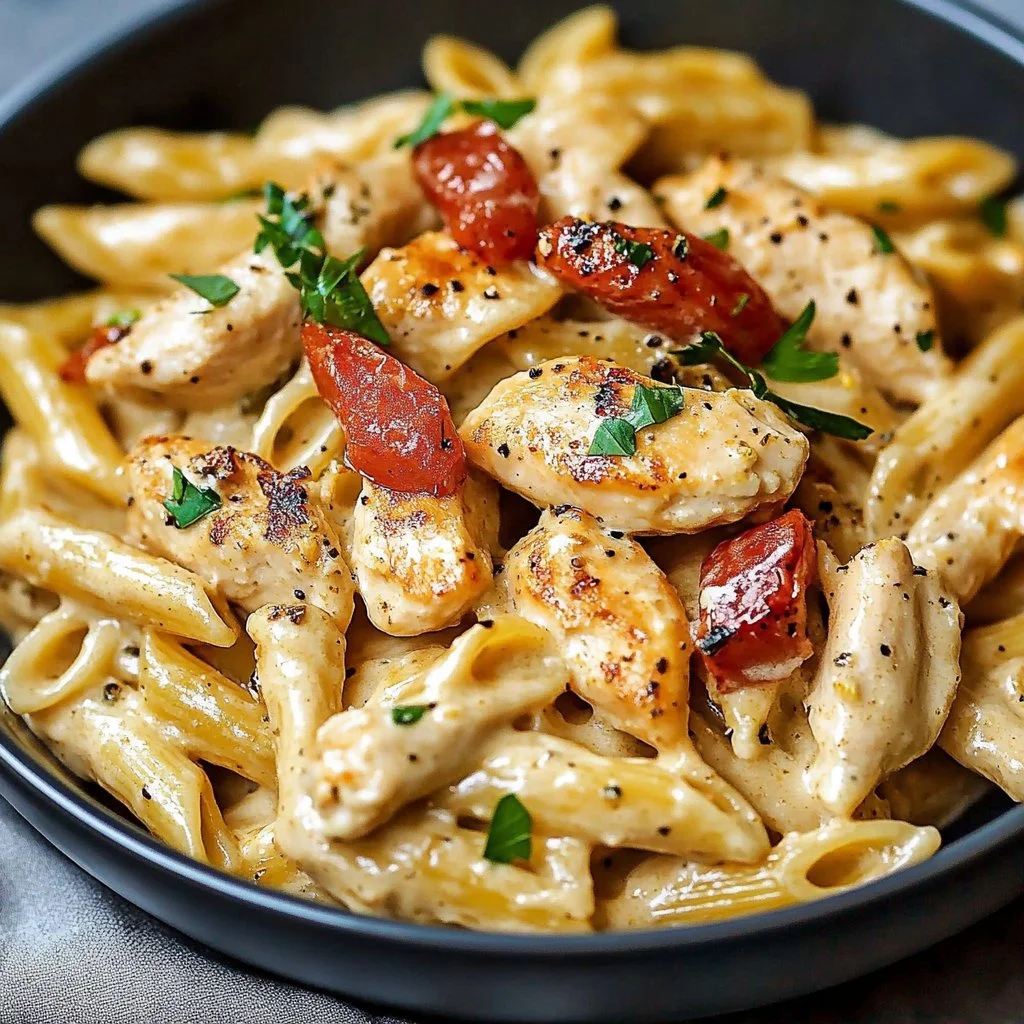 Delicious creamy Cajun chicken pasta served in a bowl