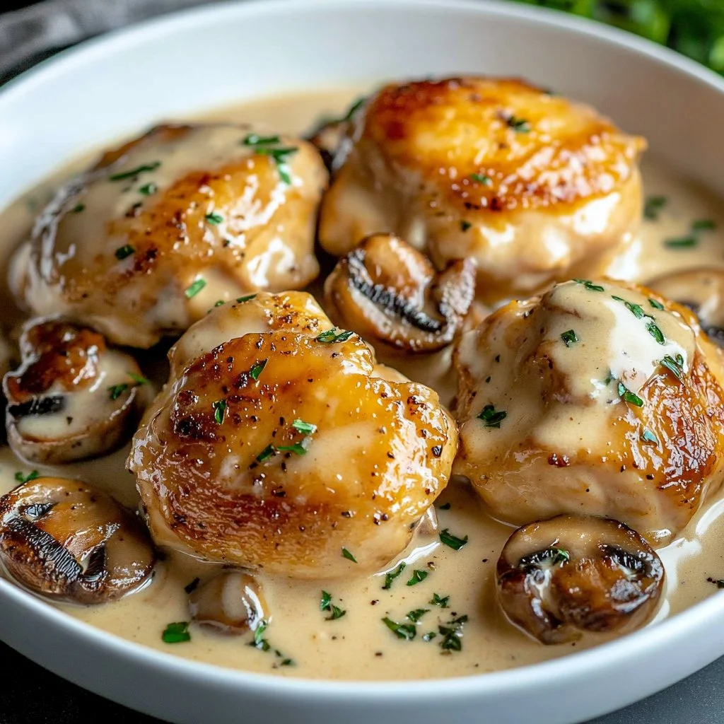Creamy Garlic Mushroom Chicken Thighs 1 Creamy Garlic Mushroom Chicken Thighs