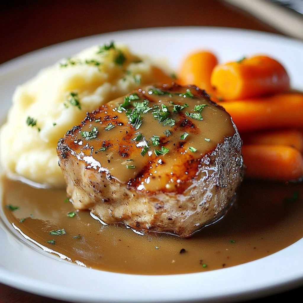 Creamy herb chicken served with mashed potatoes on a plate
