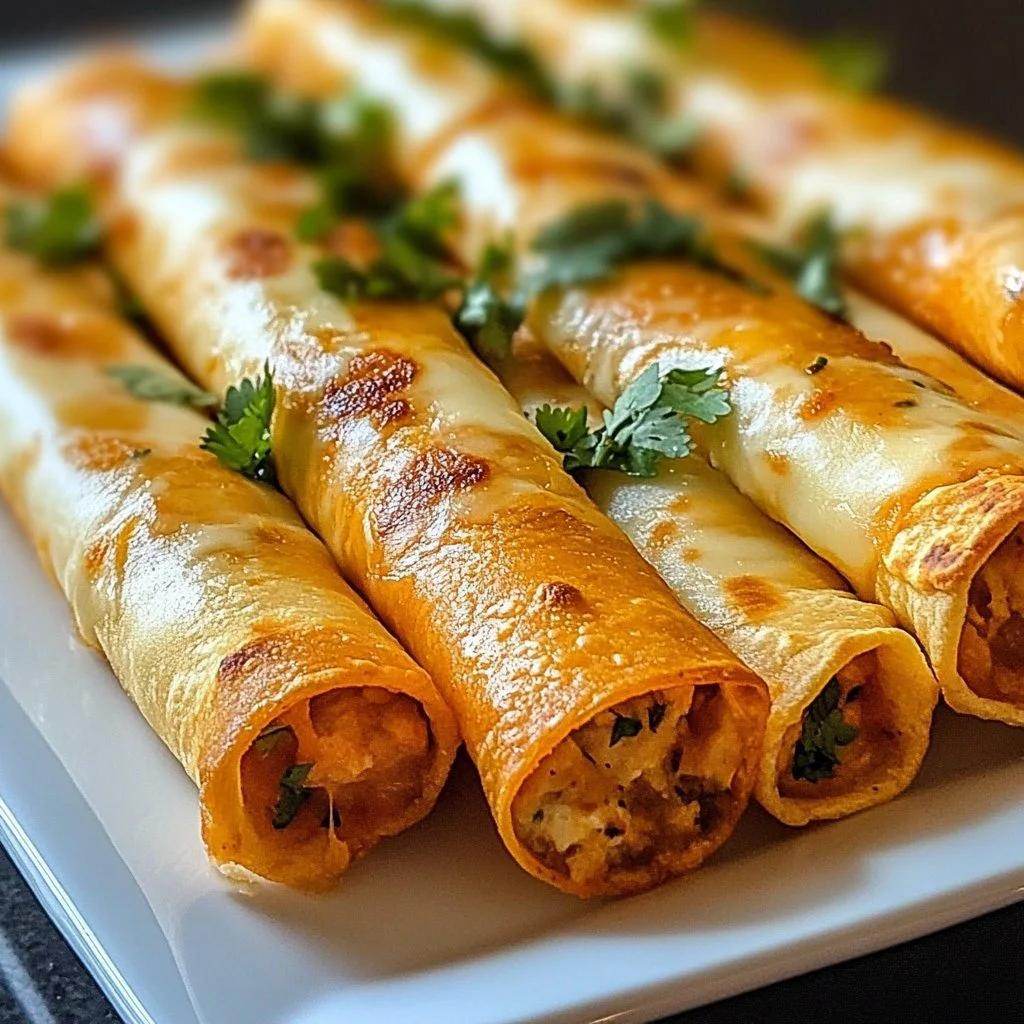 Delicious crispy chicken taquitos served with dipping sauce