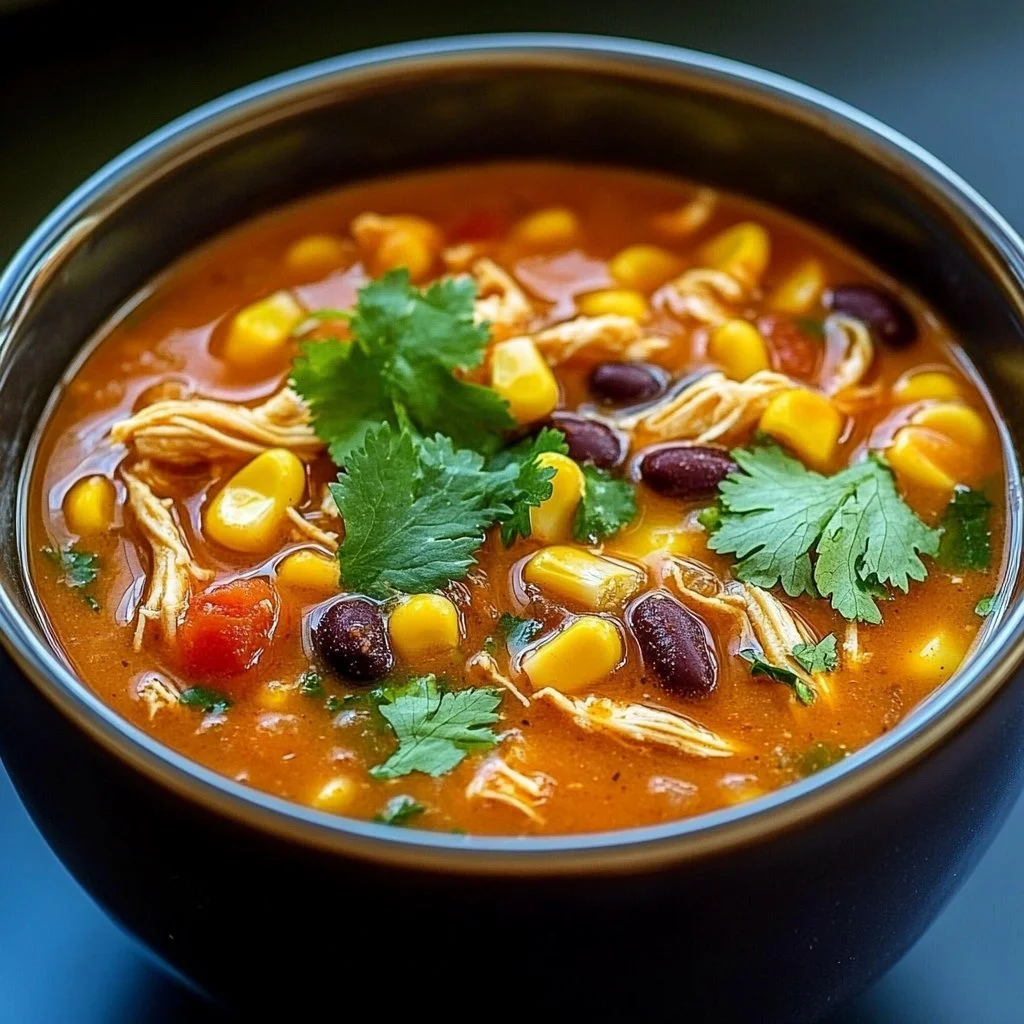 Crockpot Chicken Tortilla Soup recipe with chicken, tortillas, and spices