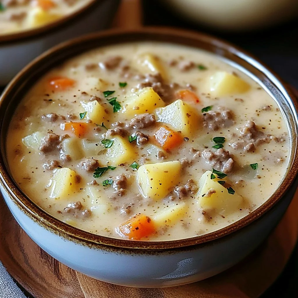 Crockpot Creamy Potato & Hamburger Soup